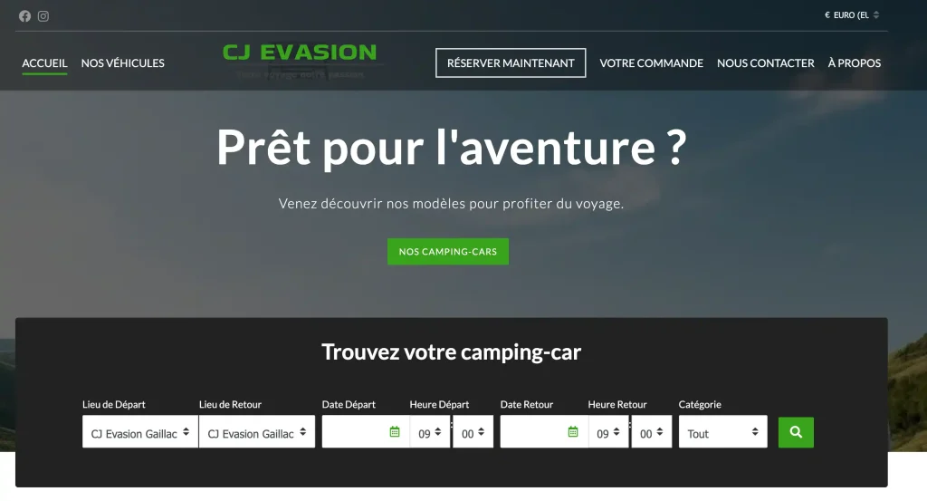 Page d'acceuil cj evasion